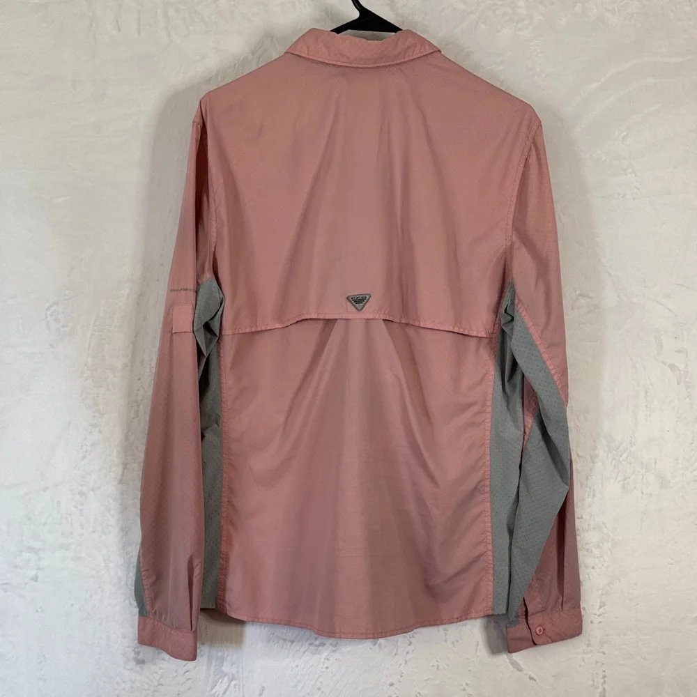 Columbia Women's Pink and Gray Shirt Omni Fishing Shirt Long Sleeve XL